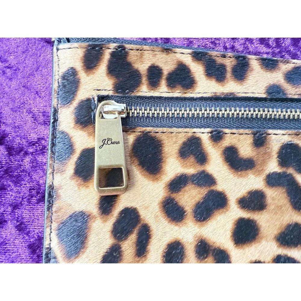 J Crew Leopard‎ Print Calf Hair Pouch Clutch Bag Cheetah Animal Print Handbag